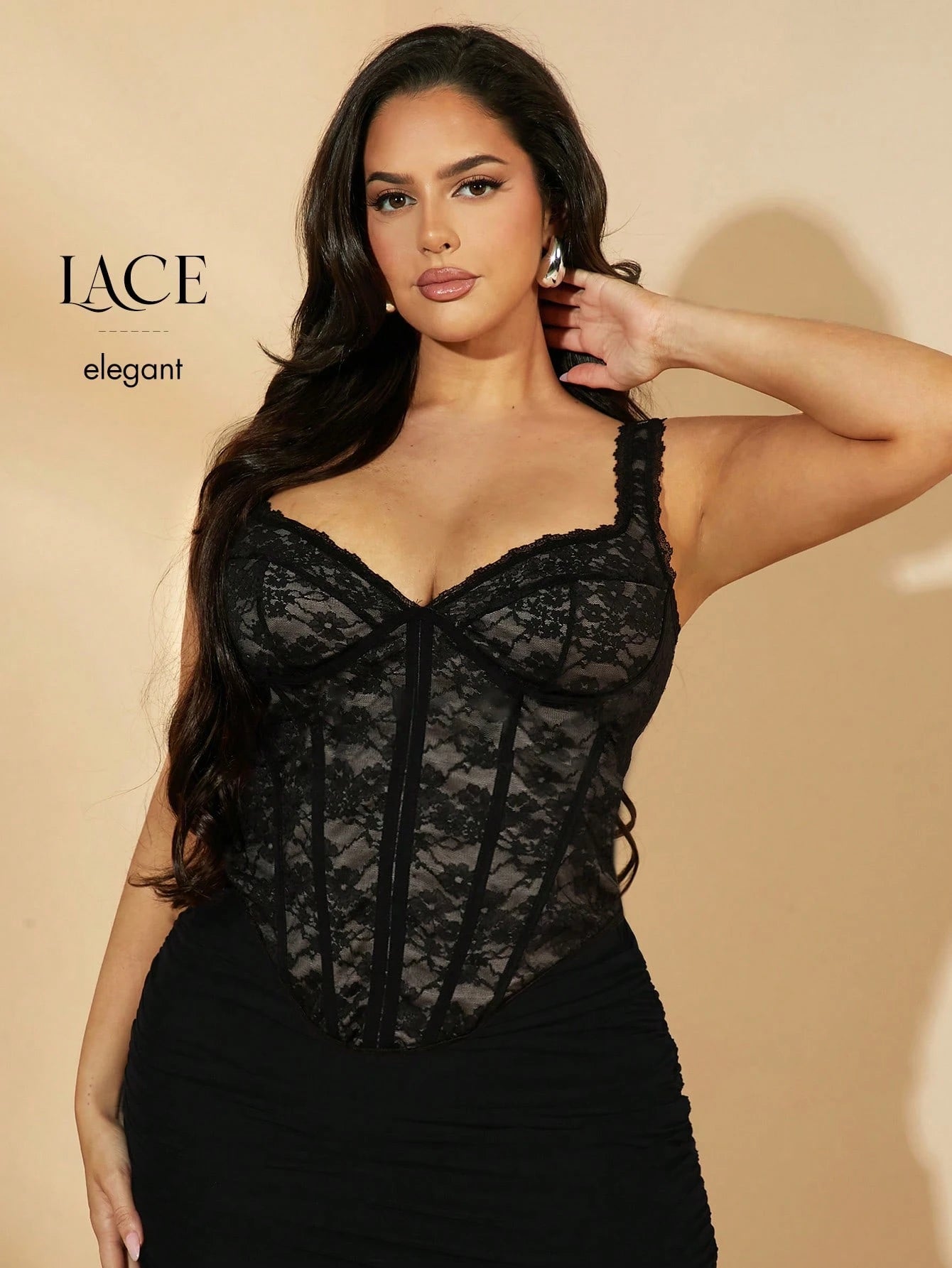BAE Plus Size Women Black Lace Crop Top/Tight Tops/Tank Top/Summer Crop Tops/Corset Top/Rave Festival/Boho/Summer,Graduation