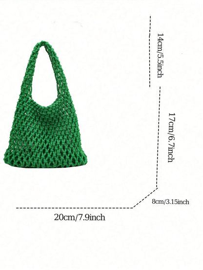 BAILEE Fashionable Colorful Polyester Yarn Hand-Woven Patterned Handbag With Ocean Charm, Suitable For Vacation