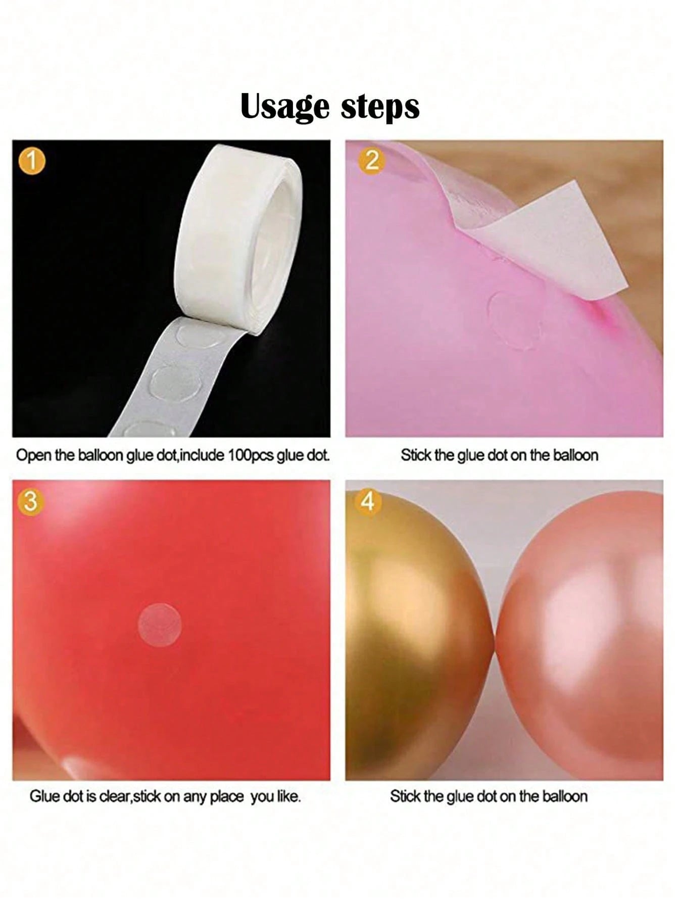 Balloon Glue, Dot Glue, Double-Sided Tape, Removable Glue, 100 Reusable Dots Party Supplies. Baby Shower, Home Decor, Gifts