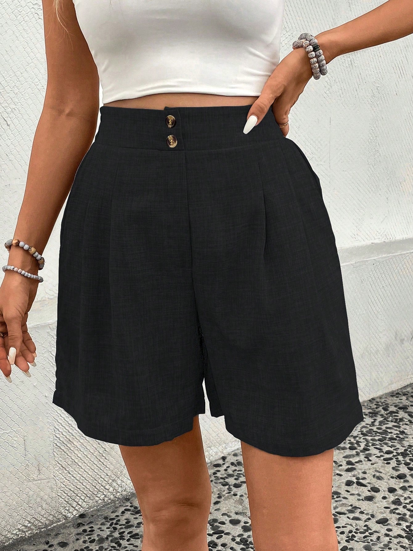 Balvessa Solid Color Casual Palazzo Shorts