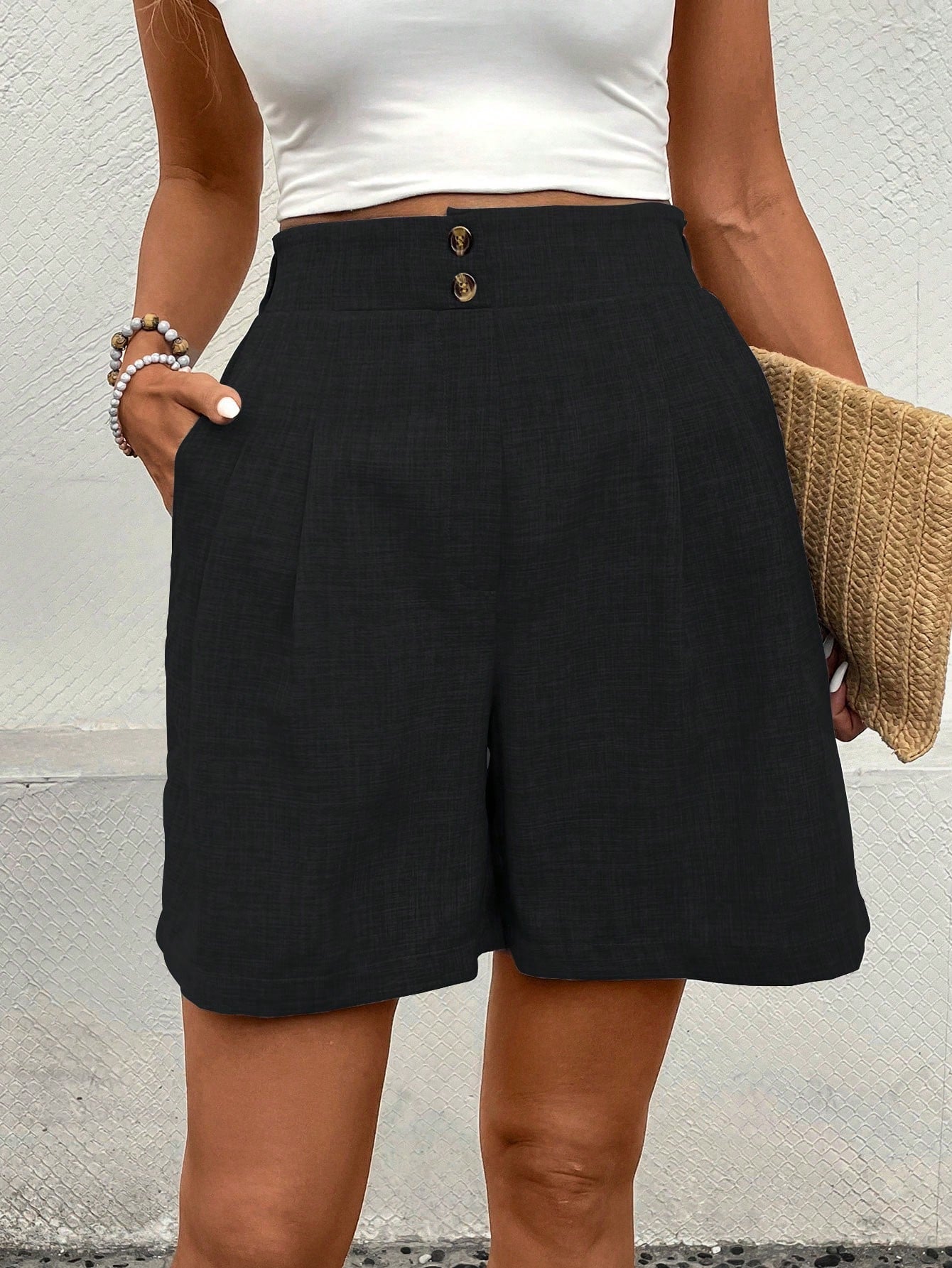 Balvessa Solid Color Casual Palazzo Shorts