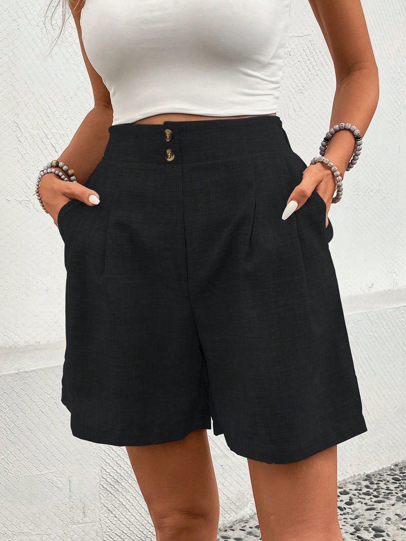 Balvessa Solid Color Casual Palazzo Shorts