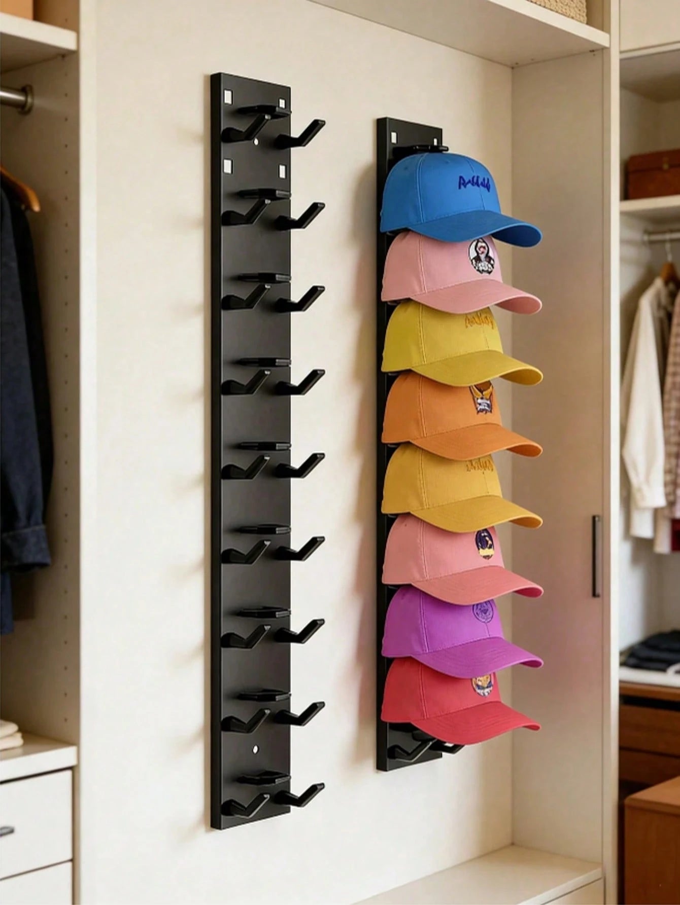 Baseball Cap Storage Rack, Wall-Mounted Hat Holder, Fixed With Strong Adhesive, Can Hold 10 Hats At Once, Suitable For Door Panels And Cabinets Hat Hanging Display Rack, Supports Multi-Layer And Doubl