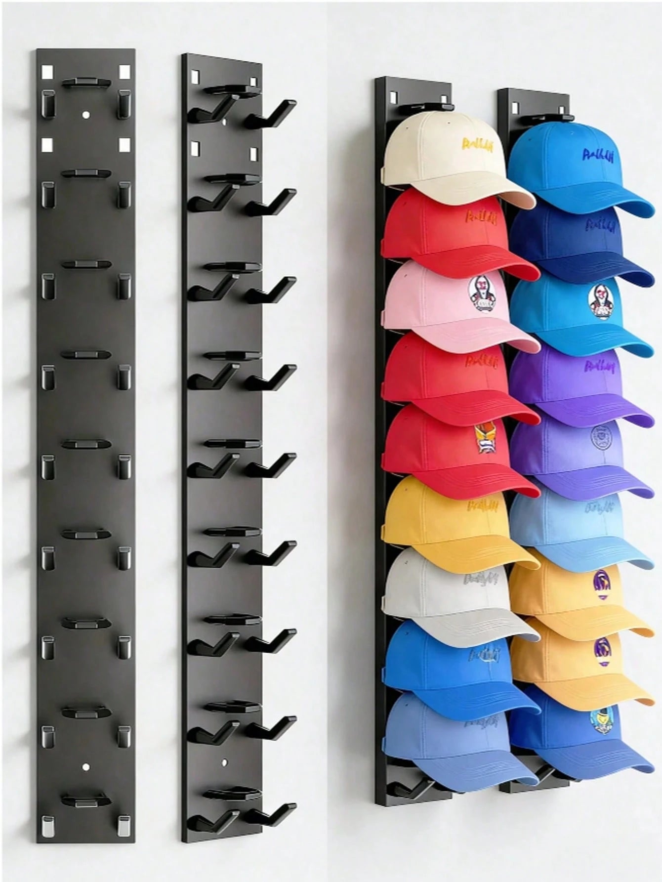 Baseball Cap Storage Rack, Wall-Mounted Hat Holder, Fixed With Strong Adhesive, Can Hold 10 Hats At Once, Suitable For Door Panels And Cabinets Hat Hanging Display Rack, Supports Multi-Layer And Doubl