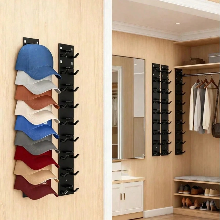 Baseball Cap Storage Rack, Wall-Mounted Hat Holder, Fixed With Strong Adhesive, Can Hold 10 Hats At Once, Suitable For Door Panels And Cabinets Hat Hanging Display Rack, Supports Multi-Layer And Doubl