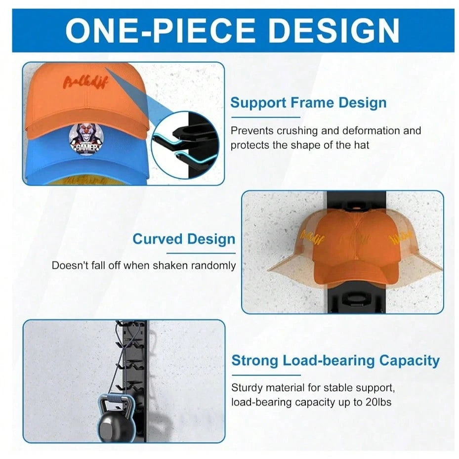 Baseball Cap Storage Rack, Wall-Mounted Hat Holder, Fixed With Strong Adhesive, Can Hold 10 Hats At Once, Suitable For Door Panels And Cabinets Hat Hanging Display Rack, Supports Multi-Layer And Doubl