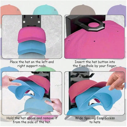 Baseball Cap Storage Rack, Wall-Mounted Hat Holder, Fixed With Strong Adhesive, Can Hold 10 Hats At Once, Suitable For Door Panels And Cabinets Hat Hanging Display Rack, Supports Multi-Layer And Doubl