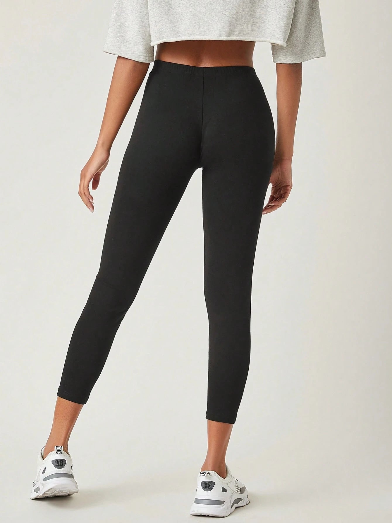 BASICS Solid Breathable Capri Leggings Summer For Women