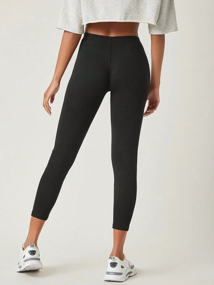 BASICS Solid Breathable Capri Leggings Summer For Women