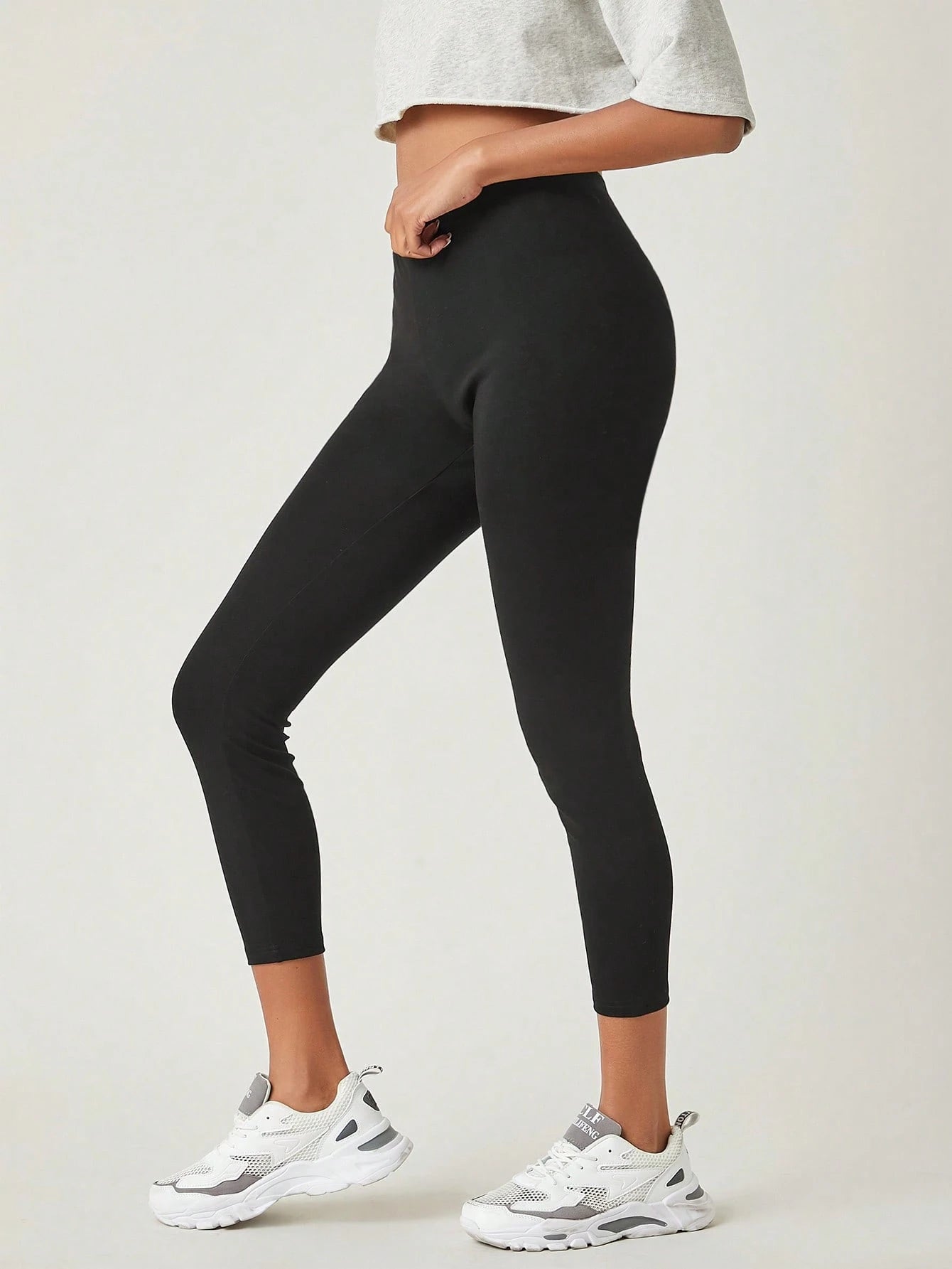 BASICS Solid Breathable Capri Leggings Summer For Women