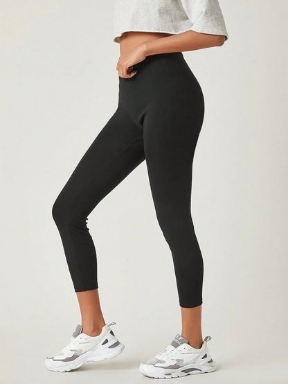 BASICS Solid Breathable Capri Leggings Summer For Women