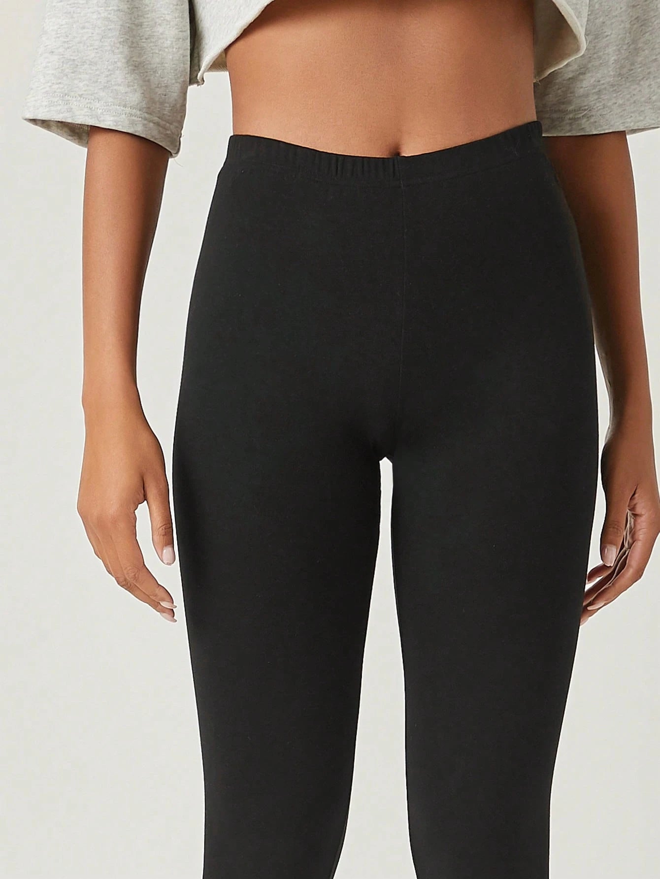 BASICS Solid Breathable Capri Leggings Summer For Women