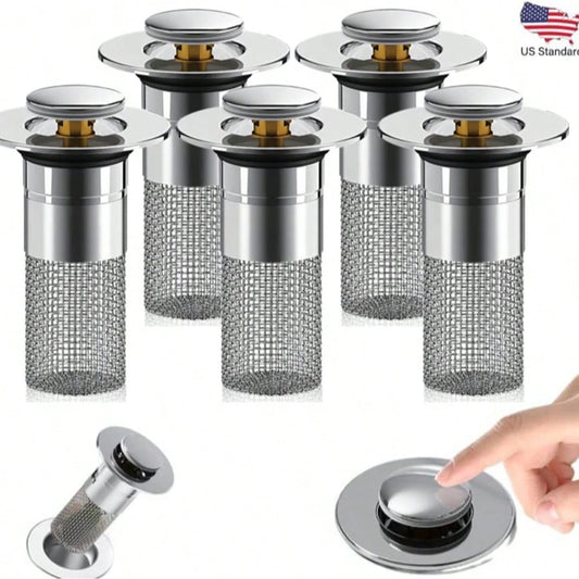 Bathroom Sink Drain Strainer, Pop Up Sink DrainStrain, Bathroom Sink Stopper With RemovableStainless Steel, Filter Basket Hair Catcher HairCatcher