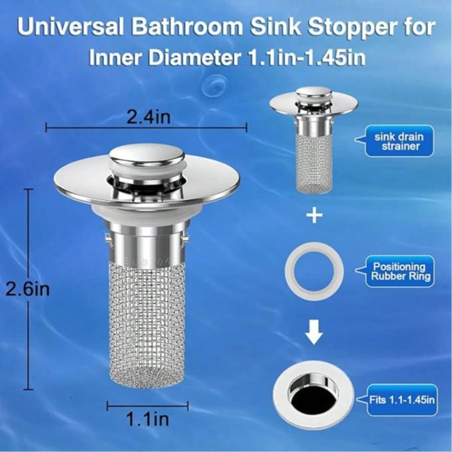 Bathroom Sink Drain Strainer, Pop Up Sink DrainStrain, Bathroom Sink Stopper With RemovableStainless Steel, Filter Basket Hair Catcher HairCatcher