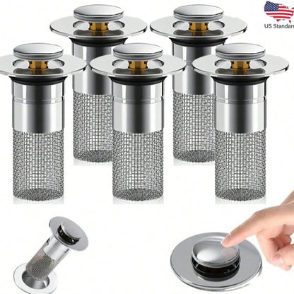 Bathroom Sink Drain Strainer, Pop Up Sink DrainStrain, Bathroom Sink Stopper With RemovableStainless Steel, Filter Basket Hair Catcher HairCatcher