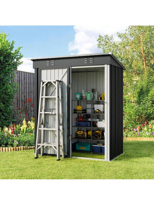 Bealife 5' X 3' Outdoor Metal Shed With Locking Door, Garden Tool Shed With Vent And Pitched Roof For Garden, Patio