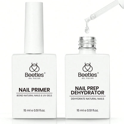 Beetles 2Pcs 15ml Acid-Free HEMA-Free Nail Dehydrator & Primer, Long-Lasting Bond Prep For Gel & Acrylic Nails
