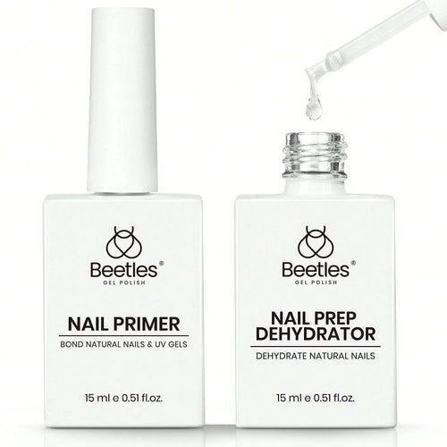 Beetles 2Pcs 15ml Acid-Free HEMA-Free Nail Dehydrator & Primer, Long-Lasting Bond Prep For Gel & Acrylic Nails