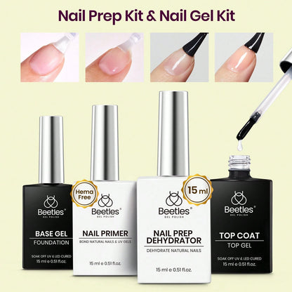 Beetles 2Pcs 15ml Acid-Free HEMA-Free Nail Dehydrator & Primer, Long-Lasting Bond Prep For Gel & Acrylic Nails