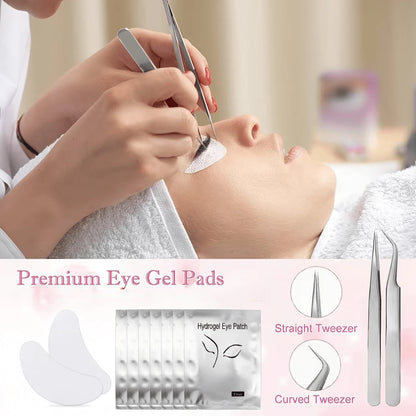 Beginner's Easy Set [215-Piece Set] Eyelash Extension Product Set, Suitable For Beginners To Use. USB Air Conditioner Blower, 2 Eyelash Tweezers, 100 Eyelash Cotton Swabs, 50 Eyelash Brushes, 100 Ring
