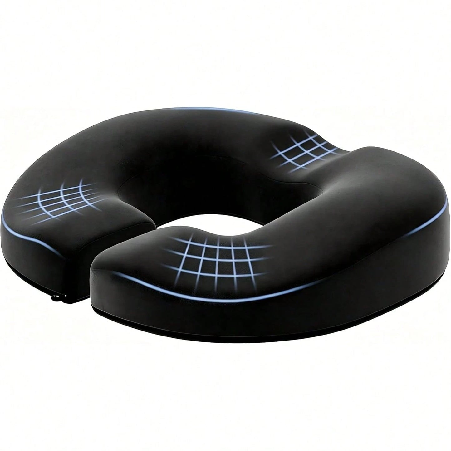 BENAZCAP Donut Pillow Seat Cushion- Strong Support Memory Foam Hemorrhoid Pillow By Ergonomic For Coccyx, Pregnancy, And Postpartum, Black
