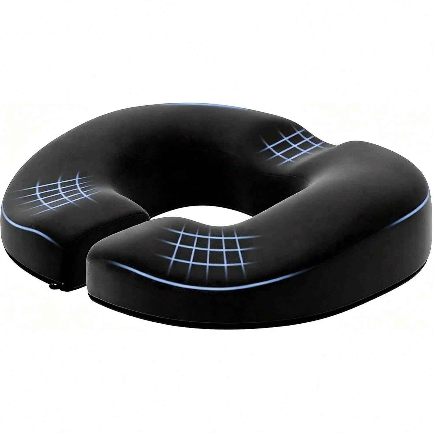 BENAZCAP Donut Pillow Seat Cushion- Strong Support Memory Foam Hemorrhoid Pillow By Ergonomic For Coccyx, Pregnancy, And Postpartum, Black