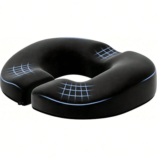 BENAZCAP Donut Pillow Seat Cushion- Strong Support Memory Foam Hemorrhoid Pillow By Ergonomic For Coccyx, Pregnancy, And Postpartum, Black