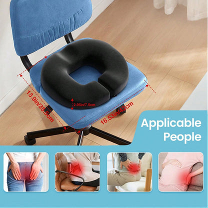 BENAZCAP Donut Pillow Seat Cushion- Strong Support Memory Foam Hemorrhoid Pillow By Ergonomic For Coccyx, Pregnancy, And Postpartum, Black