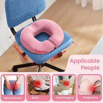 BENAZCAP Donut Pillow Seat Cushion- Strong Support Memory Foam Hemorrhoid Pillow By Ergonomic For Coccyx, Pregnancy, And Postpartum, Black