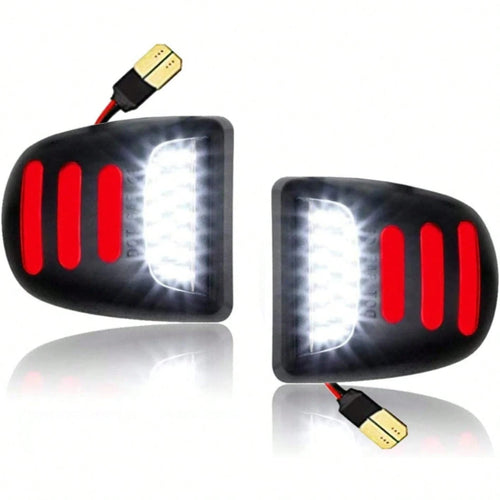 Bestview LED License Plate Light Tag Lamp Assembly- Tag Lights Led With Red OLED Neon Tube- Compatible With Chevy Suburban Tahoe GMC Sierra 1500 2500 3500 HD Escalade EXT, 2 Pieces