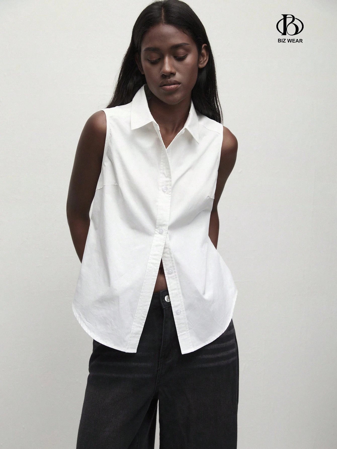 BizChic Women's Autumn Lapel Sleeveless Button-Up Shirt Casual Long Sleeve Outing Top Elegant Commute Blouse Business Casual Women's Clothing Elegant Women's Blouse Women's Formal Top Women's Fashion