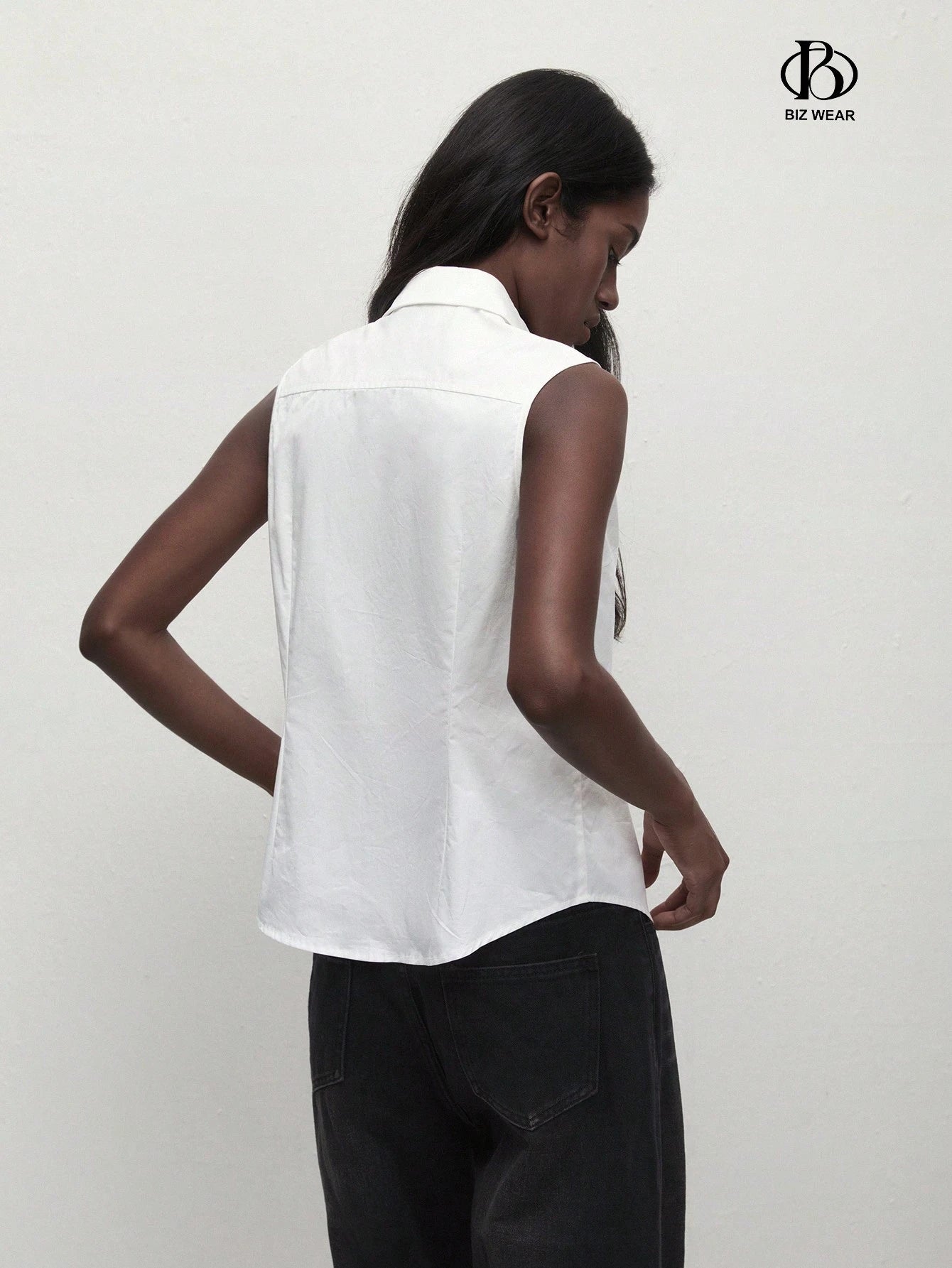 BizChic Women's Autumn Lapel Sleeveless Button-Up Shirt Casual Long Sleeve Outing Top Elegant Commute Blouse Business Casual Women's Clothing Elegant Women's Blouse Women's Formal Top Women's Fashion