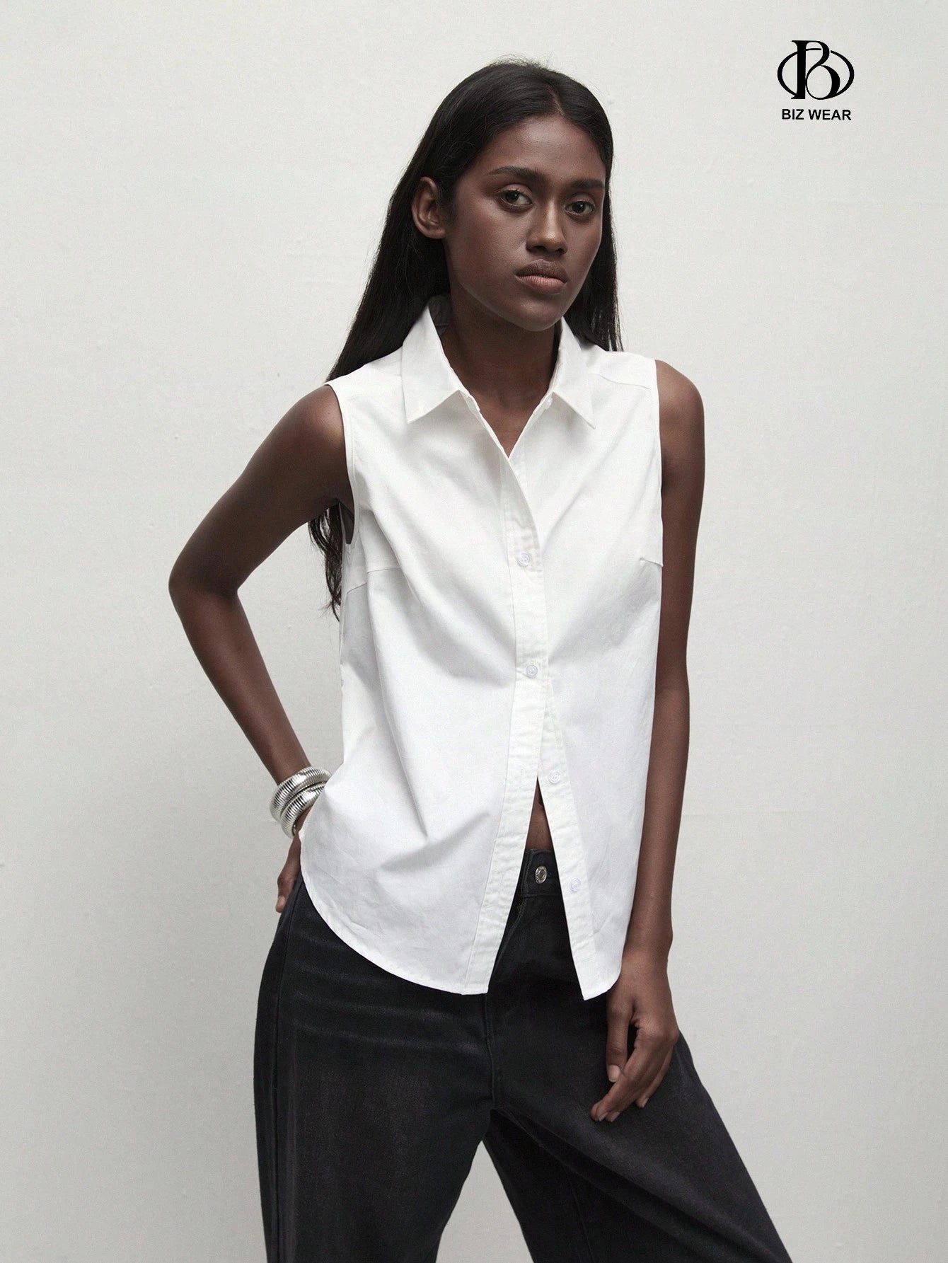 BizChic Women's Autumn Lapel Sleeveless Button-Up Shirt Casual Long Sleeve Outing Top Elegant Commute Blouse Business Casual Women's Clothing Elegant Women's Blouse Women's Formal Top Women's Fashion