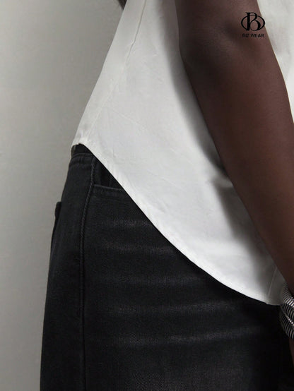 BizChic Women's Autumn Lapel Sleeveless Button-Up Shirt Casual Long Sleeve Outing Top Elegant Commute Blouse Business Casual Women's Clothing Elegant Women's Blouse Women's Formal Top Women's Fashion