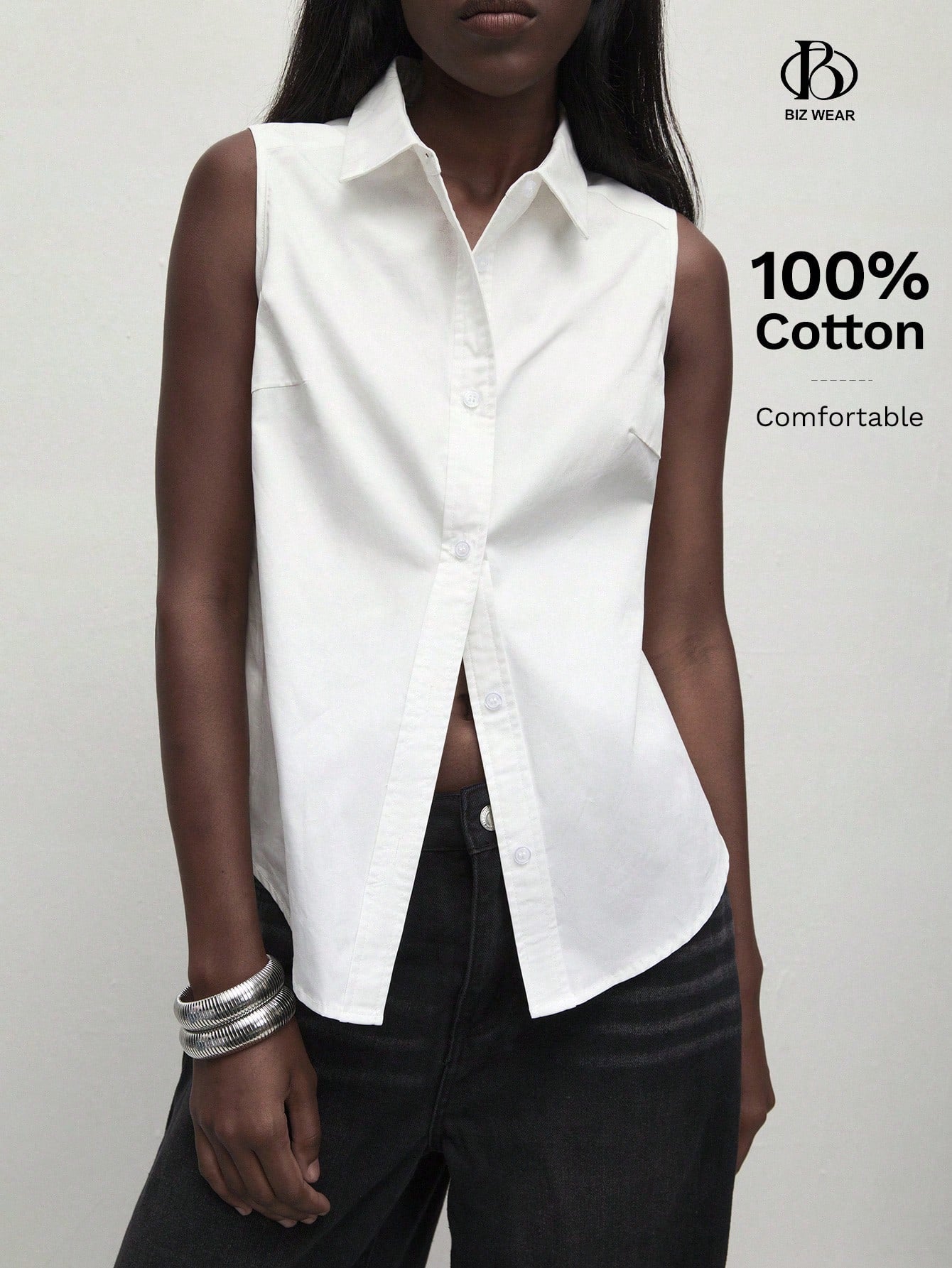 BizChic Women's Autumn Lapel Sleeveless Button-Up Shirt Casual Long Sleeve Outing Top Elegant Commute Blouse Business Casual Women's Clothing Elegant Women's Blouse Women's Formal Top Women's Fashion