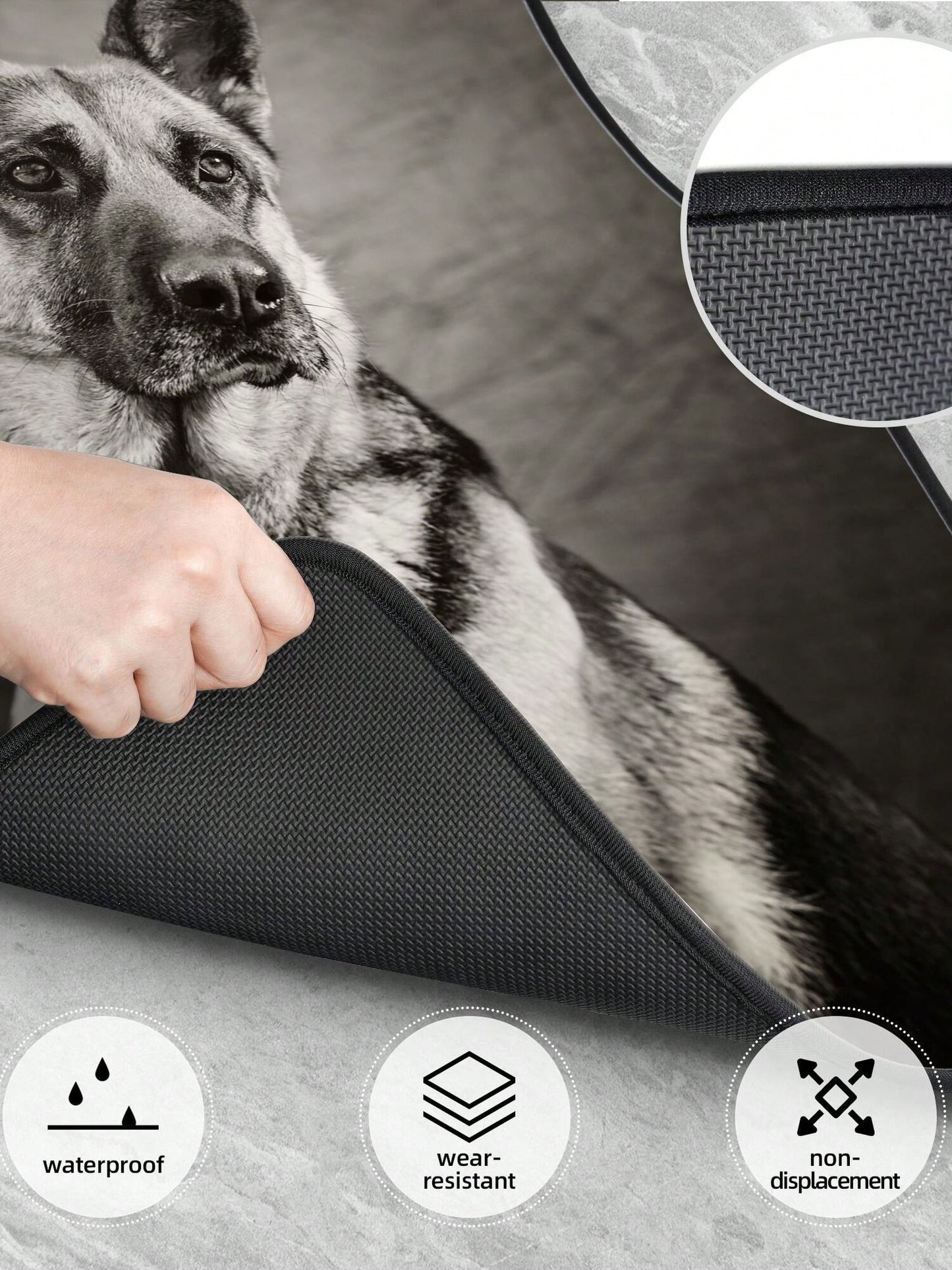 Black And White German Shepherd 4-Piece Custom Printed All-Weather Floor Mats- Universal Fit For Suv, Truck, Van| Easy Clean