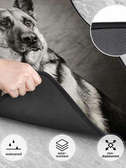 Black And White German Shepherd 4-Piece Custom Printed All-Weather Floor Mats- Universal Fit For Suv, Truck, Van| Easy Clean