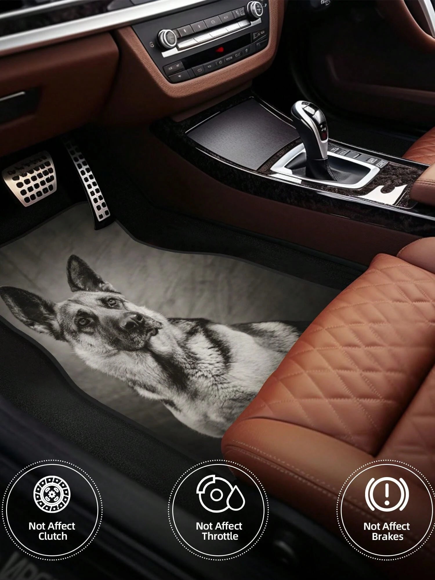 Black And White German Shepherd 4-Piece Custom Printed All-Weather Floor Mats- Universal Fit For Suv, Truck, Van| Easy Clean
