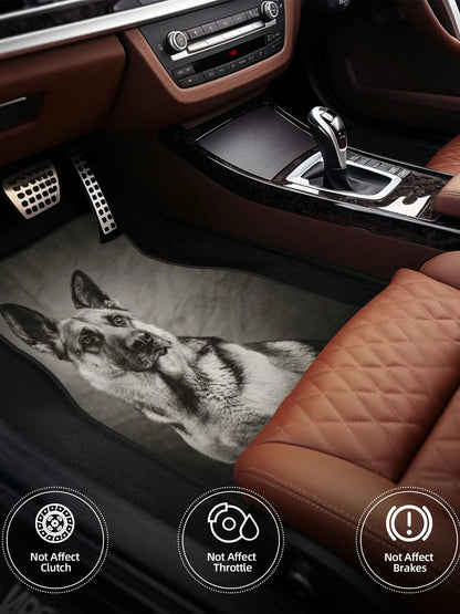 Black And White German Shepherd 4-Piece Custom Printed All-Weather Floor Mats- Universal Fit For Suv, Truck, Van| Easy Clean