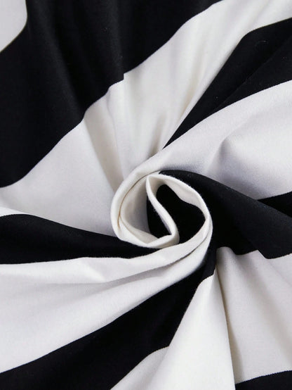 Black And White Stripe Duvet Cover And Pillowcase Set Of 3 (Without Filler)
