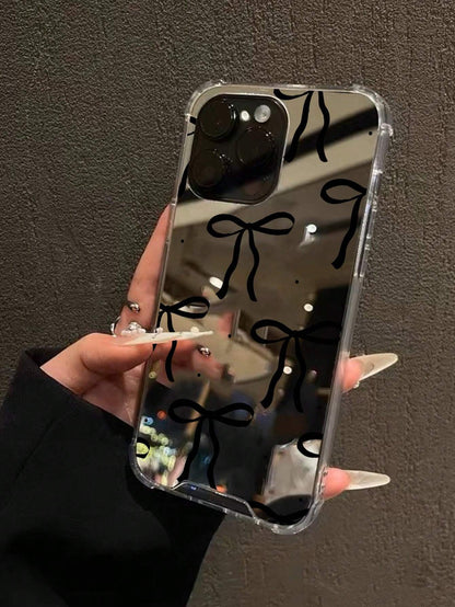 Black Bow Fashion Anti-Drop Waterproof Anti-Scratch Durable Phone Case Compatible With IPhone 16/11/12/13/14/15/15Pro/15Plus/15ProMax/7Plus/8Plus/X/XsMax/Xr/11Pro/12Pro/13Pro/14Pro/12mini/13mini/11Pro