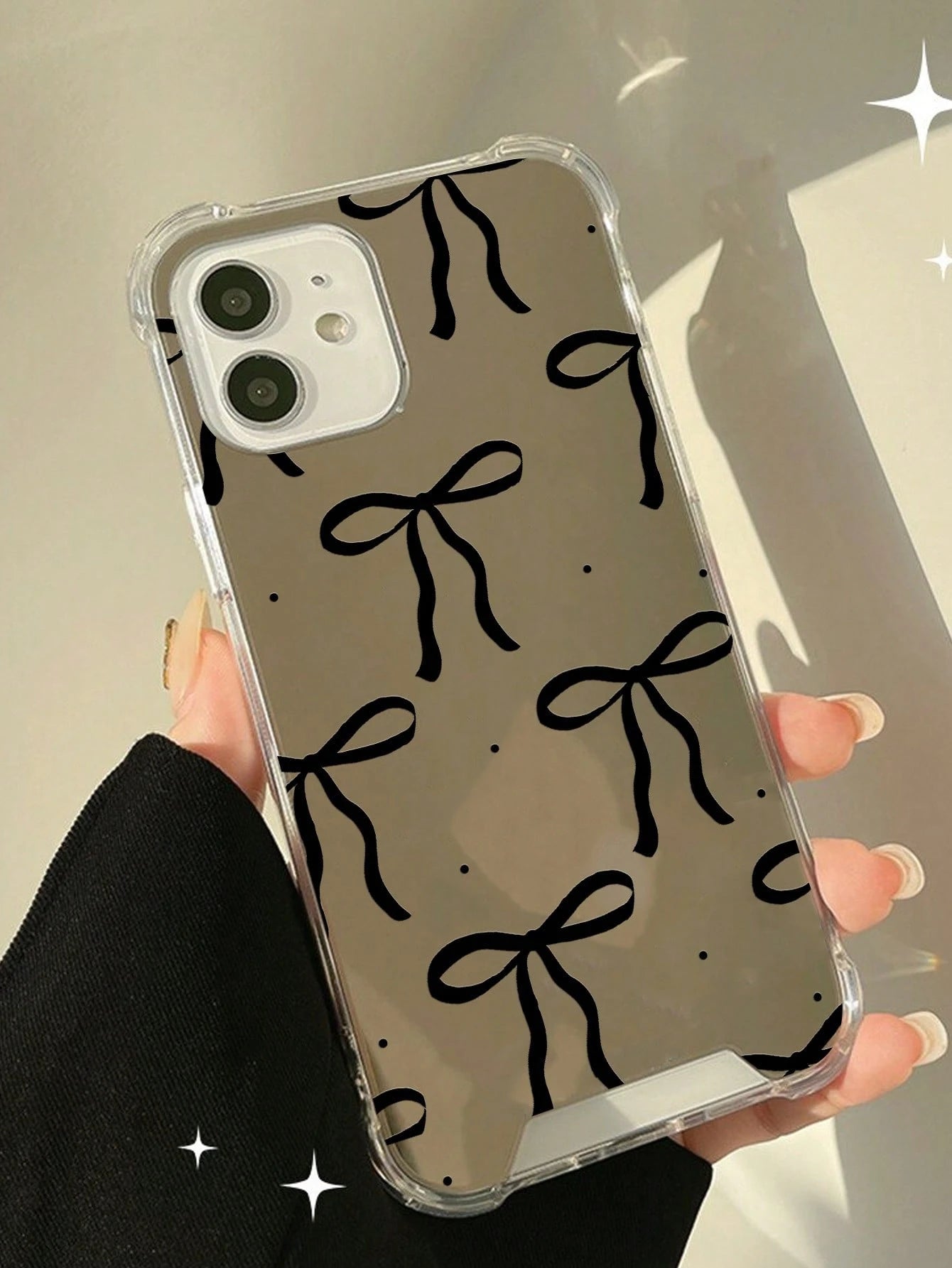 Black Bow Fashion Anti-Drop Waterproof Anti-Scratch Durable Phone Case Compatible With IPhone 16/11/12/13/14/15/15Pro/15Plus/15ProMax/7Plus/8Plus/X/XsMax/Xr/11Pro/12Pro/13Pro/14Pro/12mini/13mini/11Pro