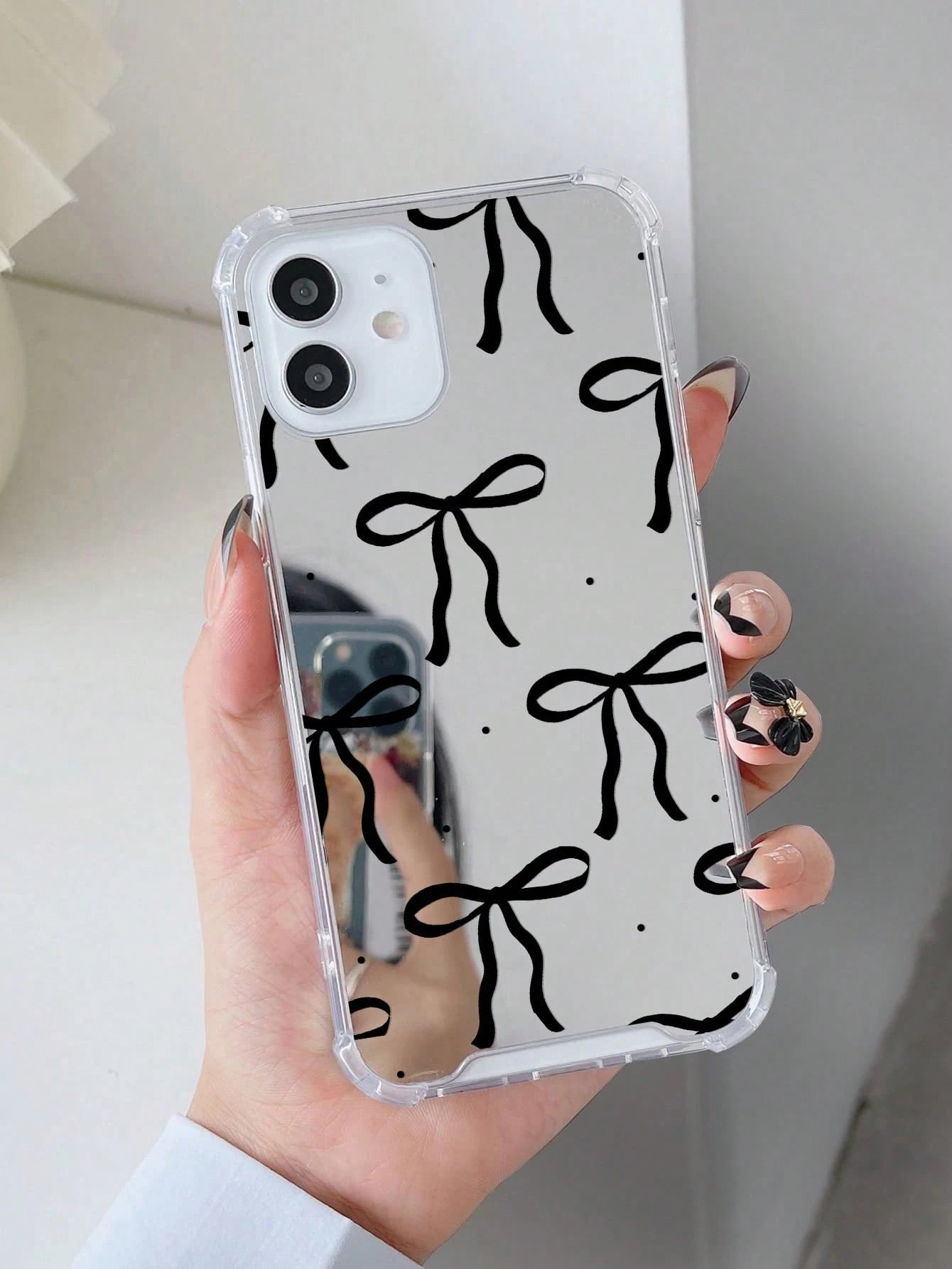 Black Bow Fashion Anti-Drop Waterproof Anti-Scratch Durable Phone Case Compatible With IPhone 16/11/12/13/14/15/15Pro/15Plus/15ProMax/7Plus/8Plus/X/XsMax/Xr/11Pro/12Pro/13Pro/14Pro/12mini/13mini/11Pro
