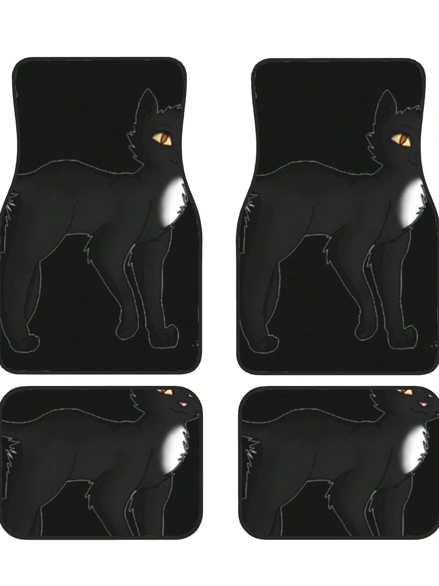 Black Cat 4-Piece Custom Printed All-Weather Floor Mats- Universal Fit For Suv, Truck, Van| Easy Clean