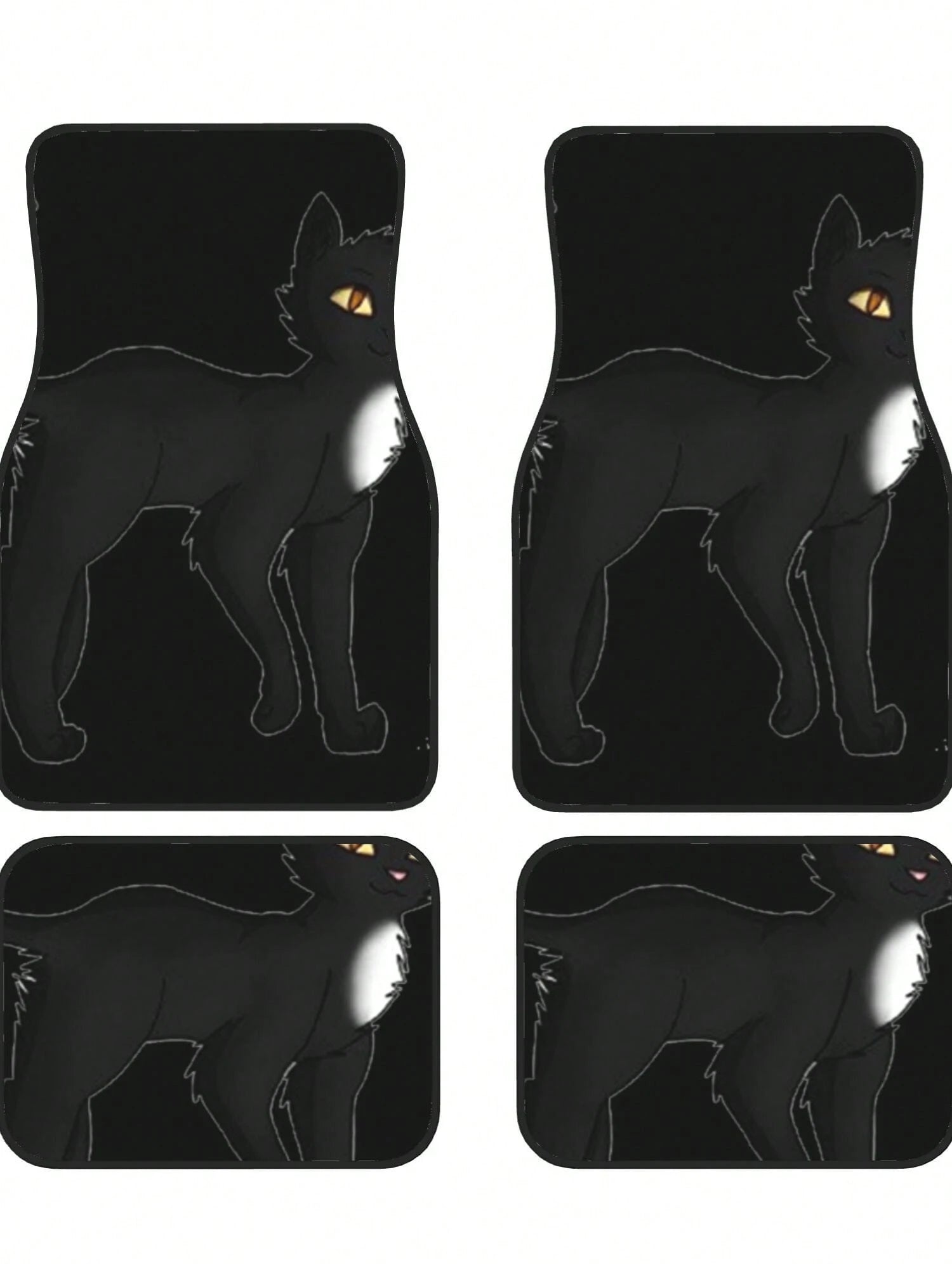 Black Cat 4-Piece Custom Printed All-Weather Floor Mats- Universal Fit For Suv, Truck, Van| Easy Clean