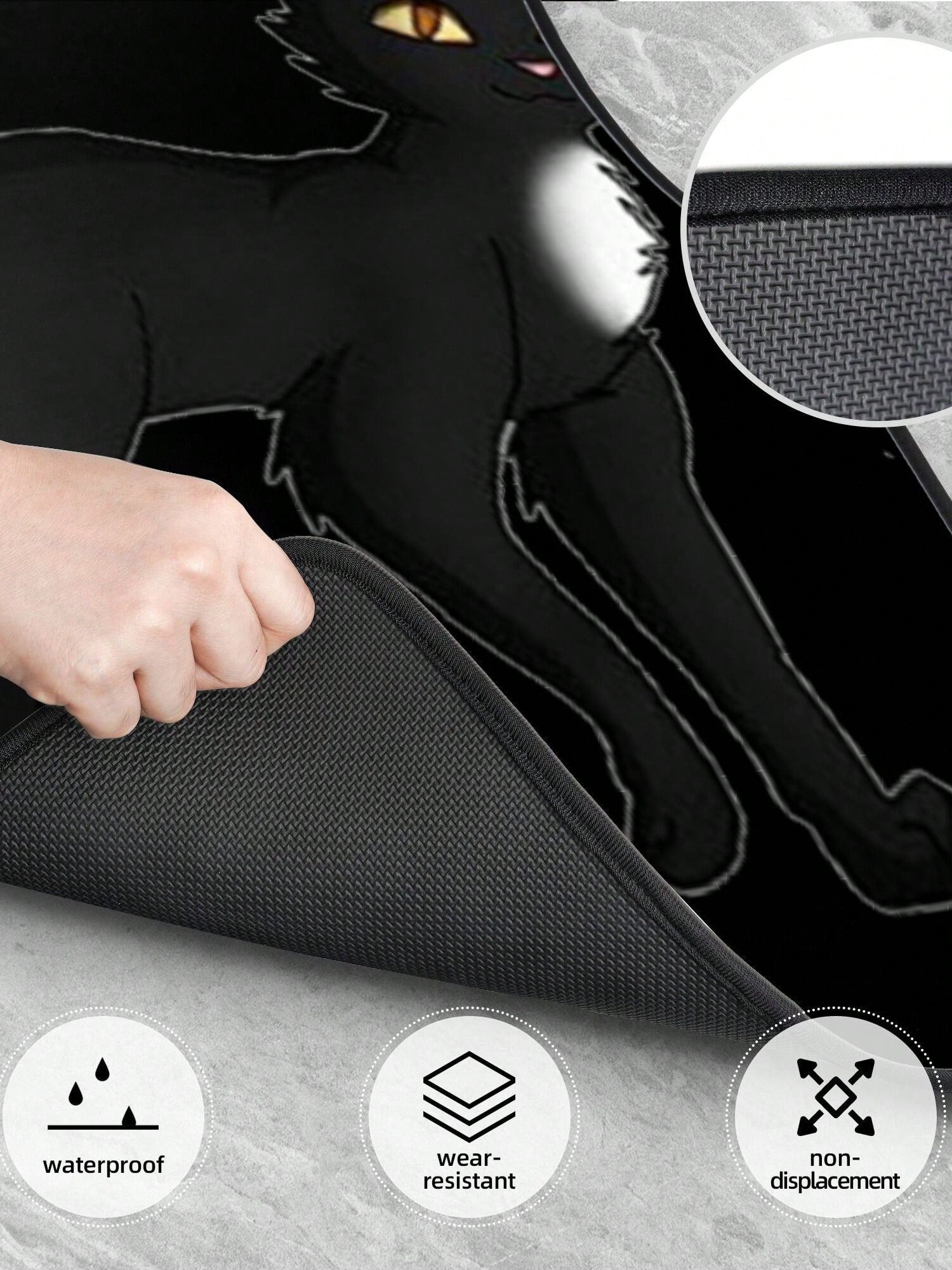 Black Cat 4-Piece Custom Printed All-Weather Floor Mats- Universal Fit For Suv, Truck, Van| Easy Clean