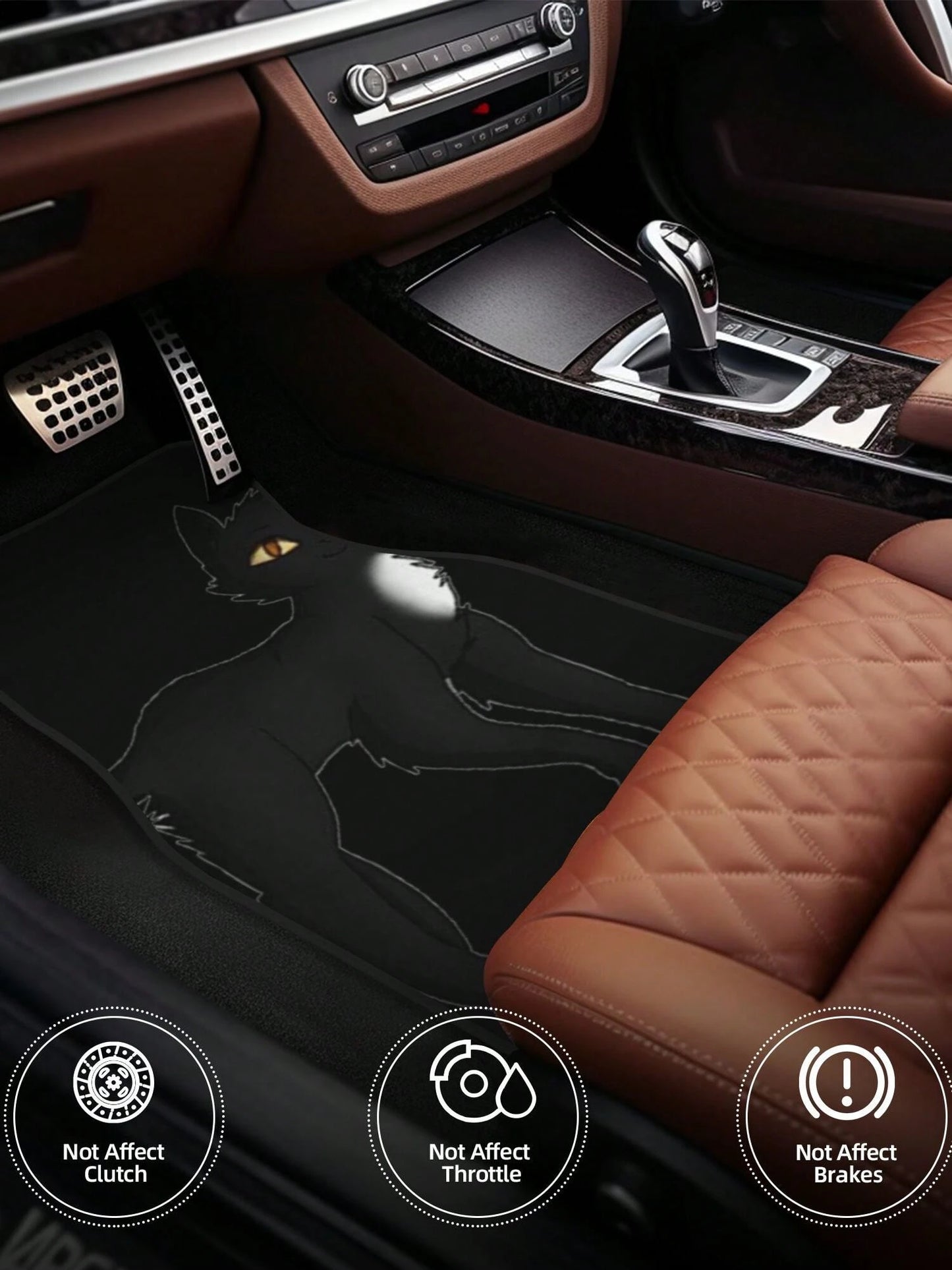 Black Cat 4-Piece Custom Printed All-Weather Floor Mats- Universal Fit For Suv, Truck, Van| Easy Clean