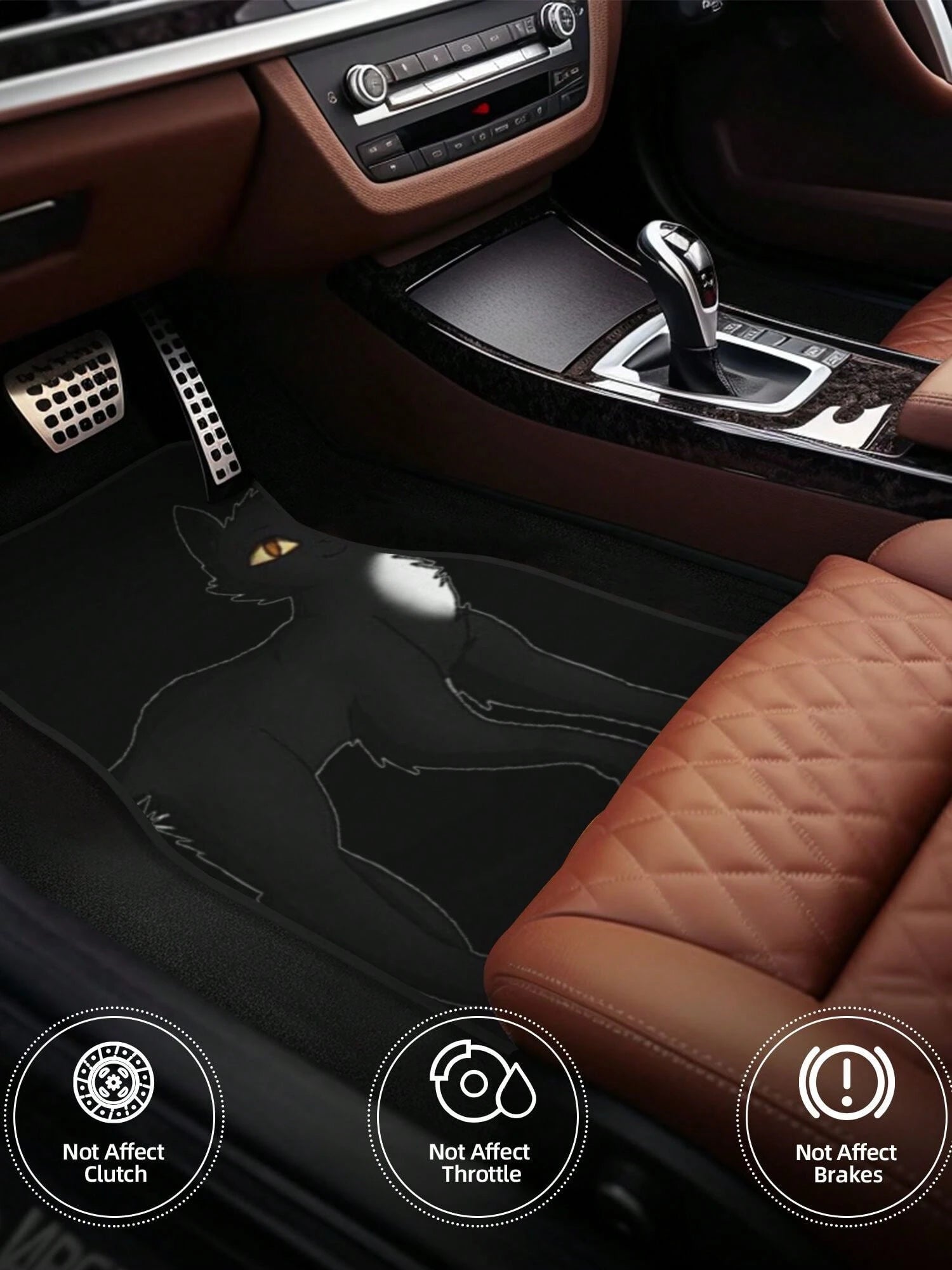 Black Cat 4-Piece Custom Printed All-Weather Floor Mats- Universal Fit For Suv, Truck, Van| Easy Clean