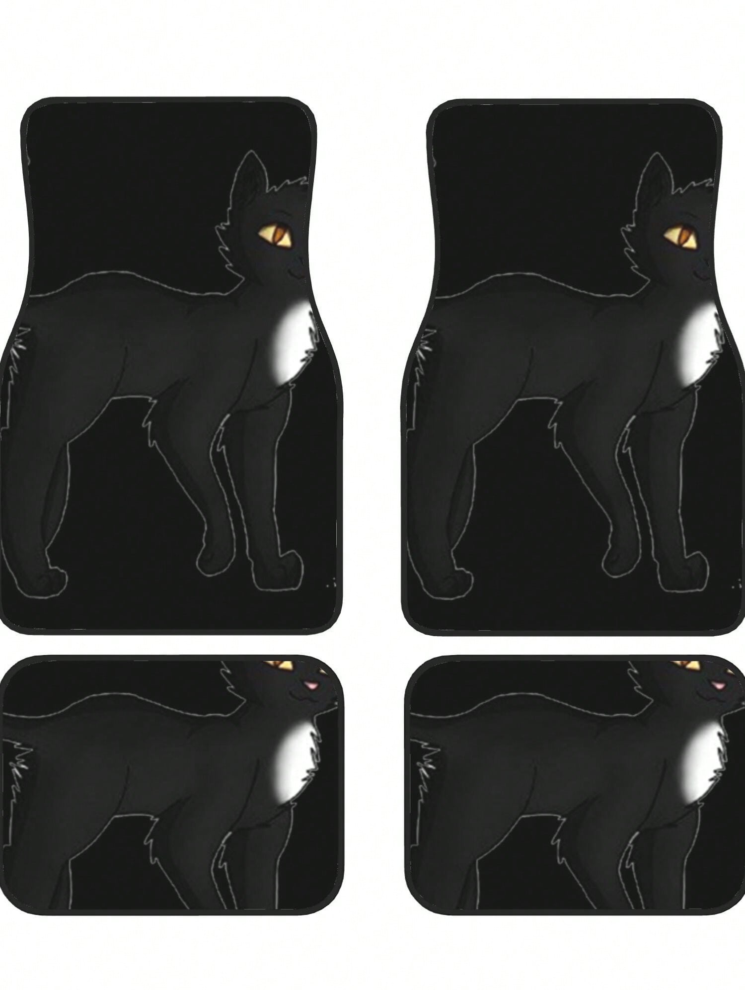 Black Cat 4-Piece Custom Printed All-Weather Floor Mats- Universal Fit For Suv, Truck, Van| Easy Clean