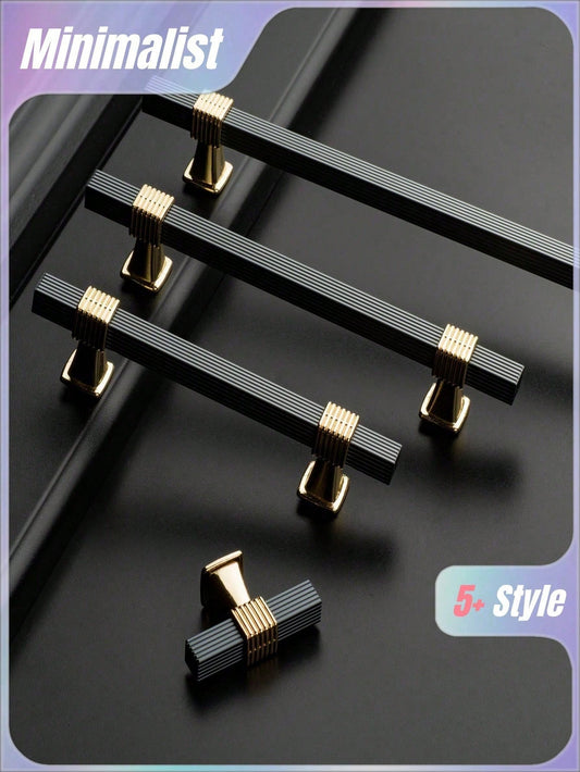 Black/Gold Extended Aluminum Alloy Cabinet Door Handle, Modern Minimalist European Style Wardrobe Drawer Pull